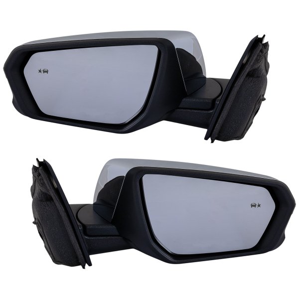 Mirror Pair/Set for 2018-2023 Terrain/Equinox, Power, Manually Folding, Heated, Chrome, with Blind Spot Detection and Signal Light, (Terrain Denali Model), Right (Passenger) and Left (Driver) Side, Replacement