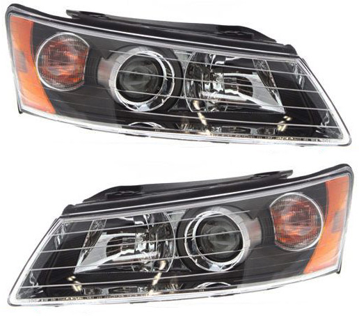 Headlight Assembly for Hyundai Sonata 2006-2008, Right (Passenger) and Left (Driver), Halogen, Replacement Pair/Set