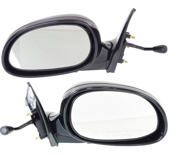 Manual Remote Paintable Mirror Pair/Set for Honda Civic Coupe/Hatchback 1992-1995, Right (Passenger) and Left (Driver), Manual Folding, Non-Heated Replacement