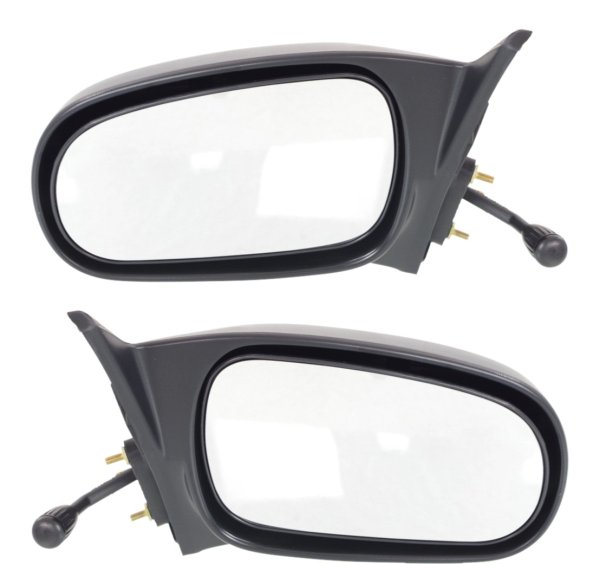 Manual Remote Mirror Pair/Set for 1996-2000 Honda Civic Sedan, Right (Passenger) and Left (Driver), Non-Folding, Non-Heated, Textured, Replacement