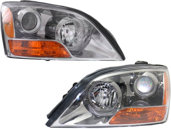 Headlight Assembly for 2007 Sorento, Includes Halogen, Right (Passenger) and Left (Driver) Light, Replacement Pair/Set
