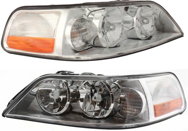 Headlight Assembly for Lincoln Town Car 2003-2004, Halogen, Includes Right (Passenger) and Left (Driver) Lights, Replacement Pair/Set
