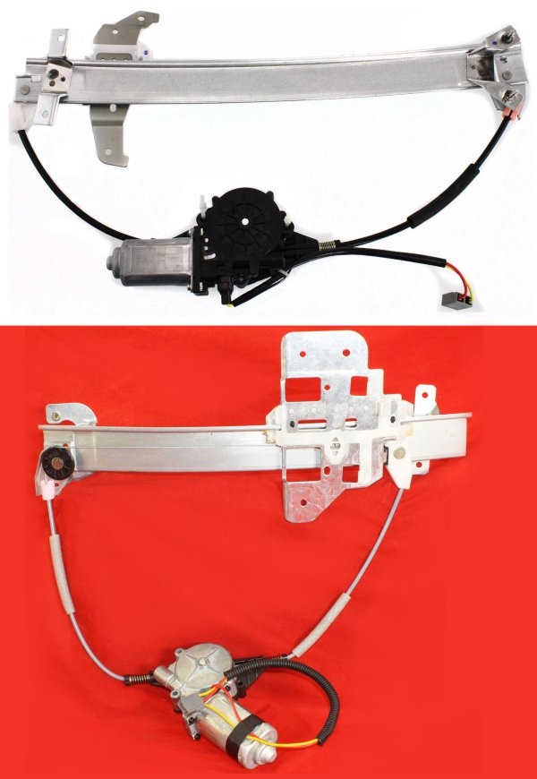 Front and Rear Window Regulator with Power Motor Set for 1995-1997 Lincoln Town Car, Left (Driver) Side Replacement