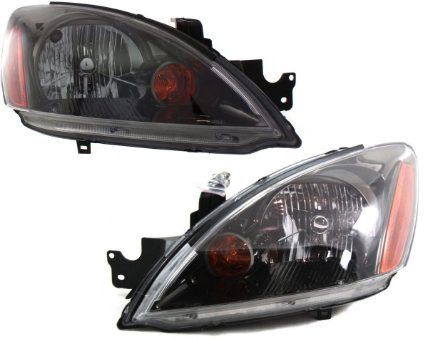 Headlight Assembly Pair/Set for Mitsubishi Lancer Sedan/Wagon 2004-2007, Right (Passenger) and Left (Driver), Halogen, Excluding Evolution Model, Replacement