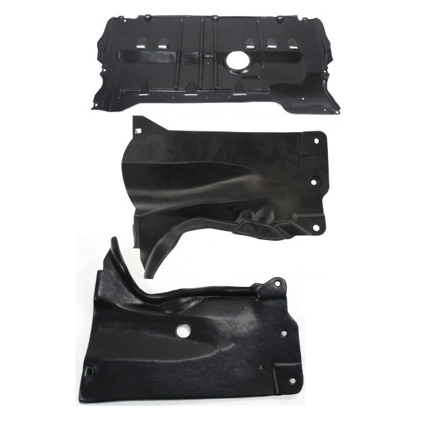 Engine Splash Shield Pair/Set for Mazda Mazda 3 (2004-2009), Mazda 5 (2006-2010), Pair/Set of 3, Under Cover, Right (Passenger) and Left (Driver), Rear, Replacement