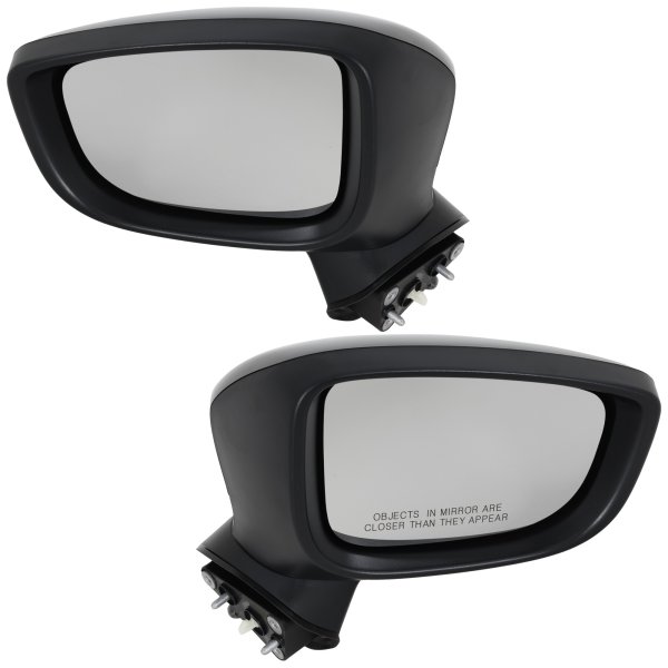 Mirror Pair/Set for 2017-2018 Mazda 3, Right (Passenger) and Left (Driver) Power Mirrors, Manual Folding, Non-Heated, Paintable, without Blind Spot Detection, Memory, with Signal Light, Mexico Built Vehicle Replacement