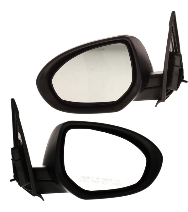 Mirror Pair/Set for 2010-2013 Mazda 3, Right (Passenger) and Left (Driver), Power Adjusting, Manual Folding, Non-Heated, Paintable, with Signal Light, Replacement