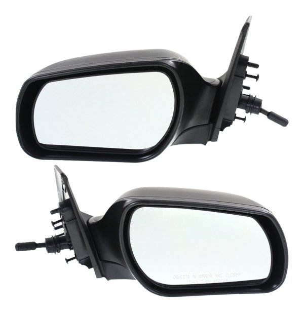 Manual Remote, Manual Folding Mirror Pair/Set for 2004-2009 Mazda 3, Non-Heated, Paintable, Right (Passenger) and Left (Driver) Replacement