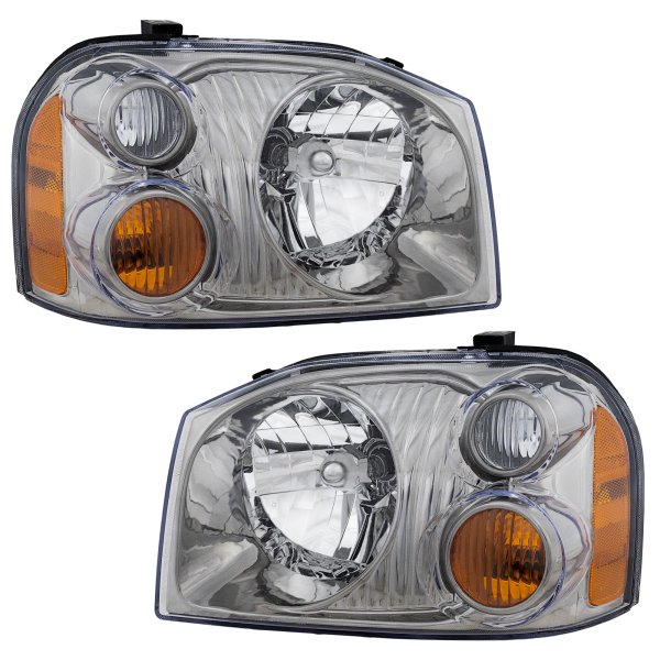 Headlight Assembly Pair/Set for Nissan Frontier 2001-2004, Halogen, for SC/SE/SVE Models, Right (Passenger) and Left (Driver), Replacement