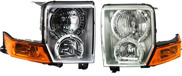 Headlight Assembly Pair/Set for Jeep Commander 2006-2010, Includes Right (Passenger) and Left (Driver) Halogen Headlights, Replacement