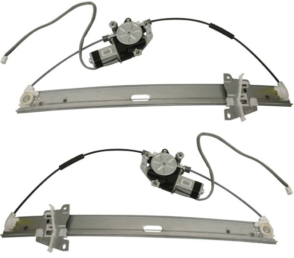 Front Window Regulator Pair/Set for Mazda MPV 2000-2006, Right (Passenger) and Left (Driver), Power, with Motor, Replacement