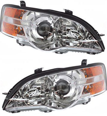 Headlight Assembly Pair/Set for 2006-2007 Subaru Legacy/Outback, Right (Passenger) and Left (Driver), Halogen Replacement