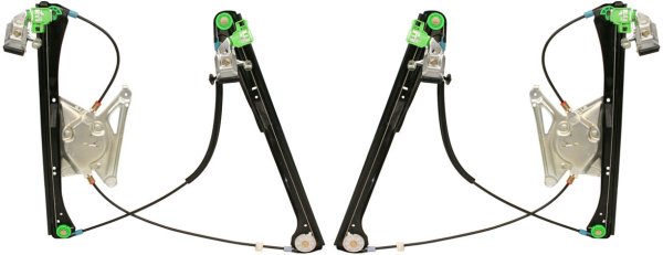 Front Window Regulator Pair/Set for Audi A4 1996-2002, Right (Passenger) and Left (Driver) Side, Power Function, Without Motor, Replacement