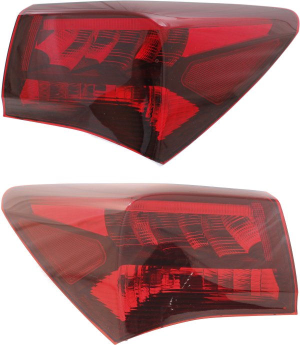 Tail Light Assembly Pair/Set for Acura TLX 2015-2017, Outer, Right (Passenger) and Left (Driver) Sides, With Replacement