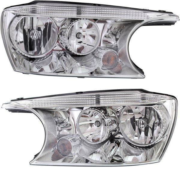 Headlight Assembly Pair/Set for 2004-2007 Rainier, Halogen, Composite Type, Includes Right (Passenger) and Left (Driver) Side, Replacement