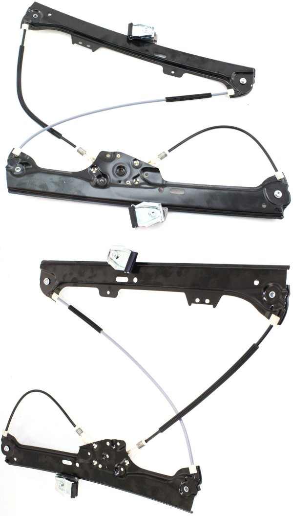 Front Window Regulator Pair/Set for BMW 5-Series 2004-2010, Power, Without Motor, Right (Passenger) and Left (Driver) Replacement. (E60, E61)