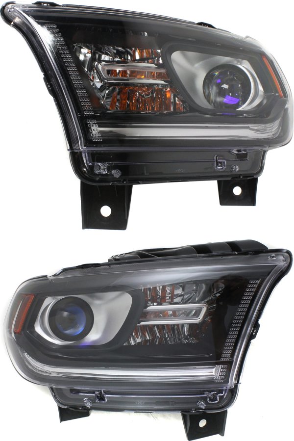 Pair/Set - Headlight Assembly for Dodge Durango 2014-2017, Right (Passenger) and Left (Driver), Halogen, Without LED Daytime Running Light, Replacement