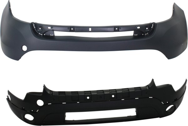Front Bumper Cover Set for 2011-2015 Ford Explorer, Upper and Lower, Textured Black, Limited Model, Replacement