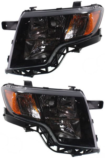 Headlight Assembly Pair/Set for Ford Edge 2009-2010 Sport Utility, Halogen, Right (Passenger) and Left (Driver), Replacement