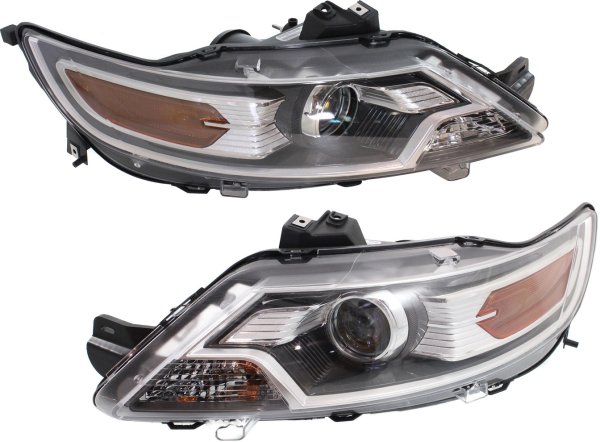 Pair/Set - Headlight Assembly Pair/Set for Ford Taurus 2010-2012, Right (Passenger) and Left (Driver), Halogen, Projector Type, Excludes SHO Models, Replacement
