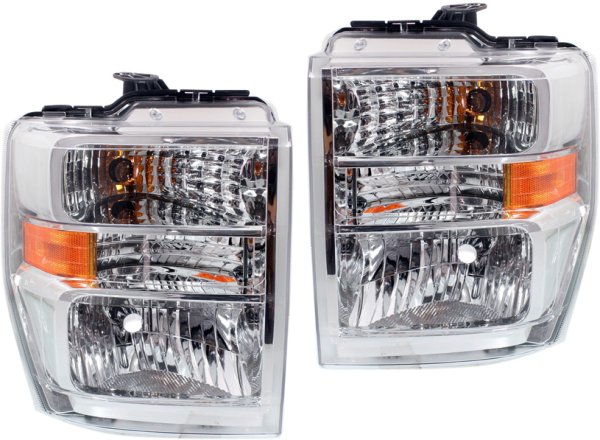 Headlight Assembly Pair/Set for Ford Econoline Van 2008-2014, Right (Passenger) and Left (Driver), Halogen, Aero Style, Replacement