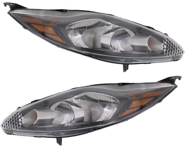 Headlight Assembly Pair/Set for 2012-2013 Ford Fiesta Hatchback/Sedan, SE Model, Right (Passenger) and Left (Driver), Halogen, with Appearance Package, Replacement