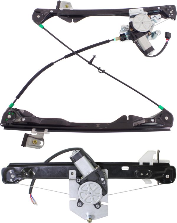 Front and Rear Window Regulator with Motor Set for 2008-2011 Ford Focus, Power, Left (Driver) Side, Replacement