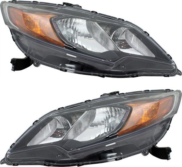 Headlight Assembly Pair/Set for 2014-2015 Honda Civic Coupe, Includes Right (Passenger) and Left (Driver) Halogen Headlights, Replacement