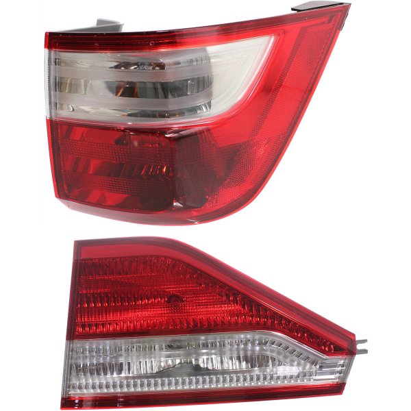 Tail Light Assembly Set for 2011-2013 Honda Odyssey, Right (Passenger), Inner and Outer, Halogen, Replacement