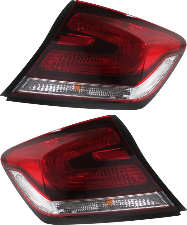 Outer Tail Light Assembly for 2013-2015 Honda Civic Sedan, Right (Passenger) and Left (Driver) Side, Replacement Pair/Set