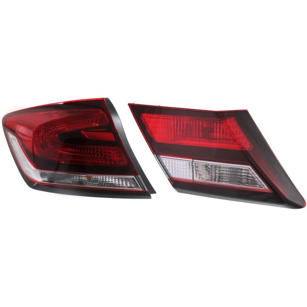 Tail Light Set for 2013-2015 Honda Civic Sedan, Inner and Outer, Halogen, Left (Driver) Side Replacement
