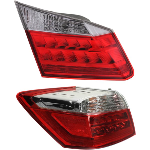Tail Light Set for 2013-2015 Honda Accord Sedan, Left (Driver) Inner and Outer, LED Replacement