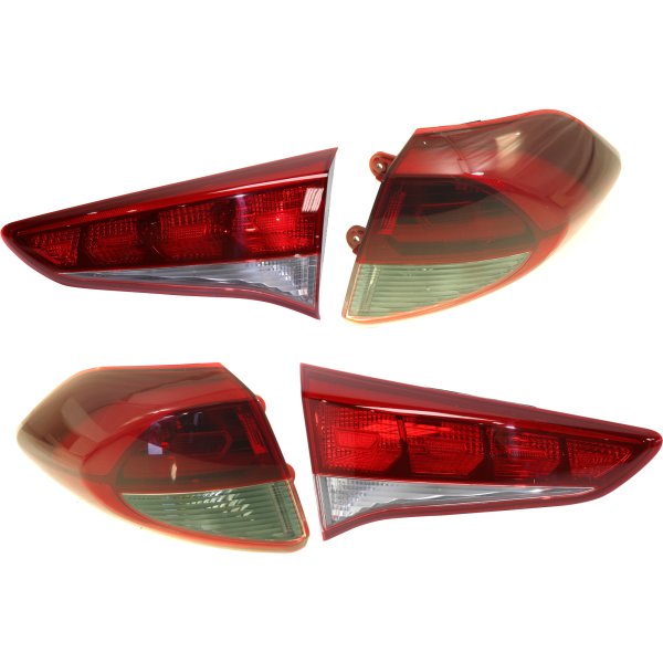Tail Light Assembly for Hyundai Tucson 2016-2018, Inner and Outer, Right (Passenger) and Left (Driver), Halogen Replacement Pair/Set