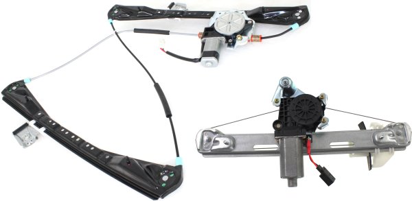 Front and Rear Window Regulator Set for 2000-2002 Lincoln LS, Left (Driver), Power, with Motor, Replacement