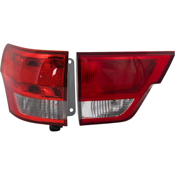 Tail Light Assembly for Jeep Grand Cherokee 2011-2013 Inner and Outer, Left (Driver) Side, Halogen Replacement Set