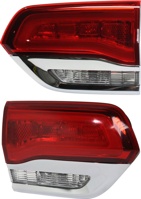 Inner Tail Light Assembly for 2014-2022 Jeep Grand Cherokee WK, Right (Passenger) and Left (Driver), Suitable for Laredo, Limited, Overland, Summit Models with Chrome Trim, Replacement Pair/Set