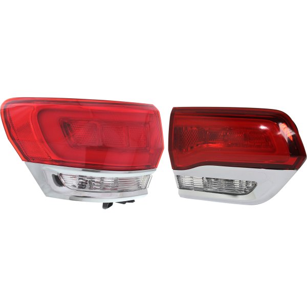 Tail Light Assembly Set for Jeep Grand Cherokee WK 2014-2022, Left (Driver) Side, Inner and Outer, Excludes SRT/Trailhawk/Trackhawk Models, with Gray Trim - Replacement