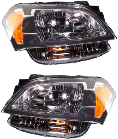 Headlight Assembly Pair/Set for Kia Soul 2010-2011, Includes Right (Passenger) and Left (Driver) Side, Halogen, Replacement