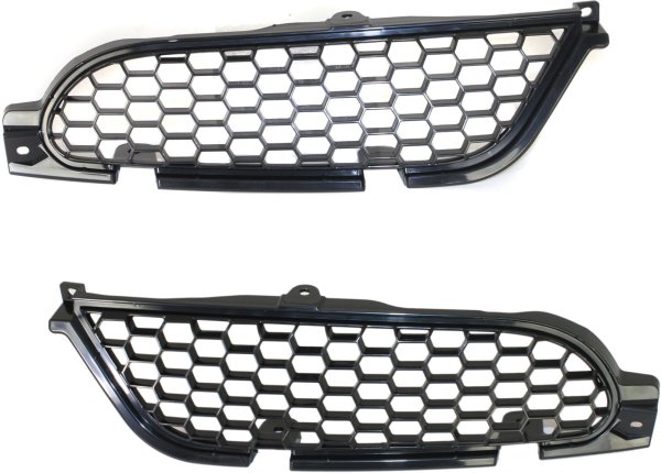 Painted Black Grille Pair/Set for 2006-2008 Mitsubishi Eclipse, Right (Passenger) and Left (Driver), without Emblem Provision, Replacement