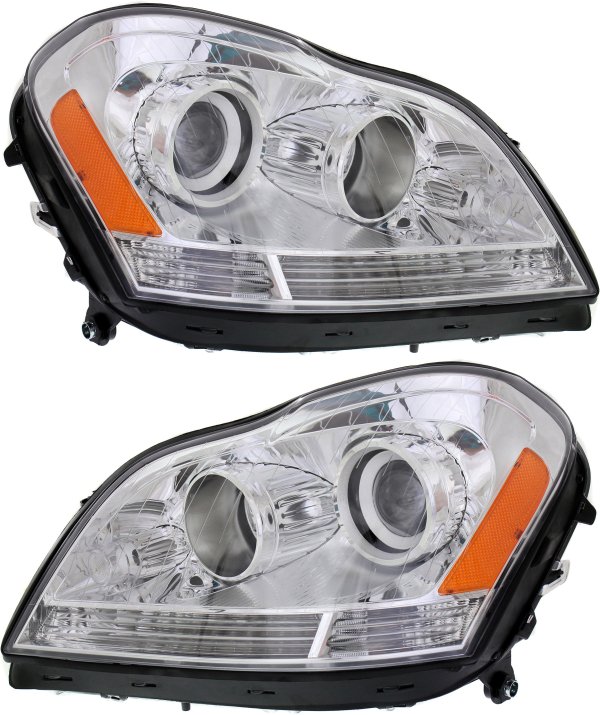 Headlight Assembly for Mercedes-Benz GL-Class 2007-2012, Right (Passenger) and Left (Driver), Halogen, Replacement Pair/Set