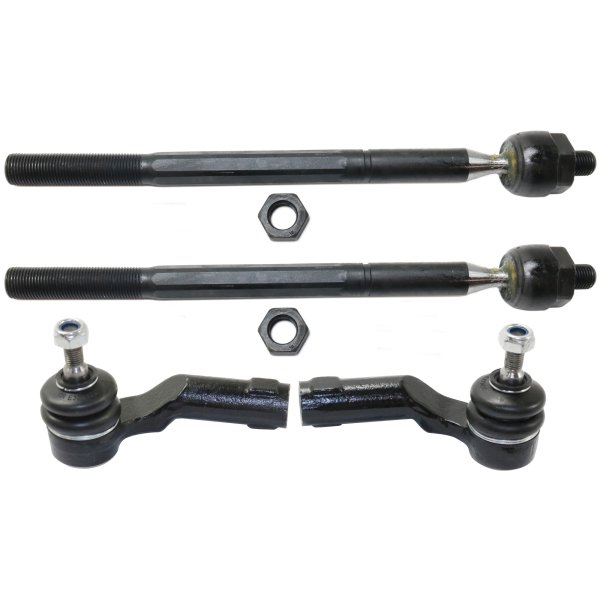 Front Tie Rod Pair/Set for Mazda 3 (2004-2013) & Mazda 5 (2006-2017), Right (Passenger) and Left (Driver), Inner and Outer Pair/Set of 4, Auto Part Replacement