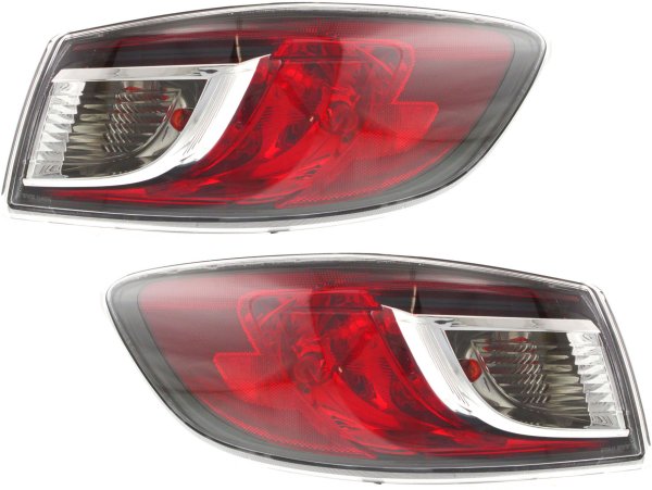 Tail Light Assembly for Mazda 3 2010-2013, Sedan, Right (Passenger) & Left (Driver), Outer, Halogen/Standard Type, Replacement Pair/Set