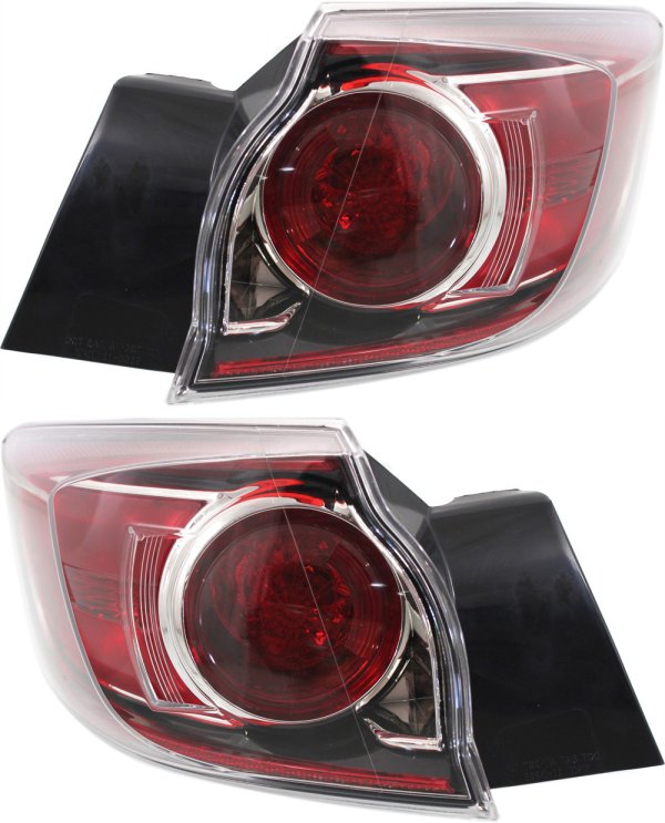 Tail Light Assembly for MAZDA 3 Hatchback 2010-2013, Right (Passenger) and Left (Driver), Outer, Halogen/Standard Type, Replacement Pair/Set