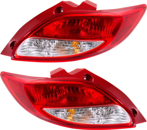 Tail Light Assembly for Mazda 2, 2011-2014, Right (Passenger) and Left (Driver), Halogen Replacement Pair/Set
