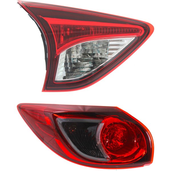 Tail Light Set for 2013-2016 Mazda CX-5, Left (Driver) Side, Inner and Outer, Halogen Replacement
