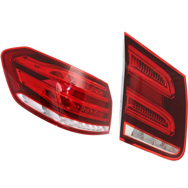 Tail Light Assembly Set for 2015-2015 Mercedes-Benz E-Class, Left (Driver) Inner and Outer, Red and Clear Lens, Replacement