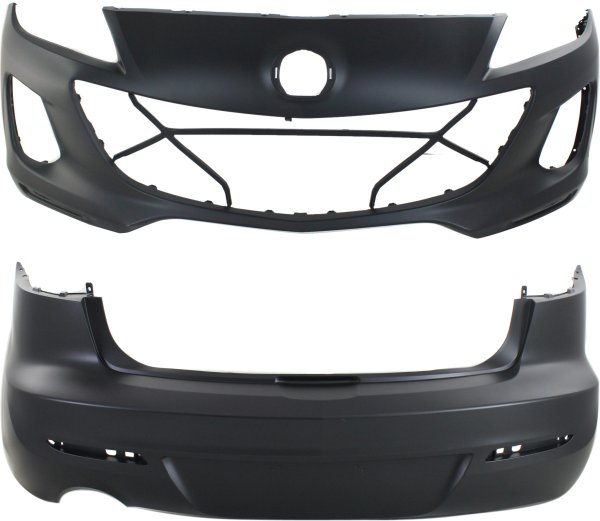 Front and Rear Bumper Cover Set for 2012-2013 Mazda Mazda 3 Sedan, 2.0L Engine, Primed (Ready to Paint), Replacement