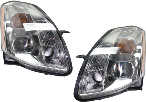 Headlight Assembly Pair/Set for 2004-2006 Nissan Maxima, Halogen, Includes Right (Passenger) and Left (Driver) Lights, Replacement