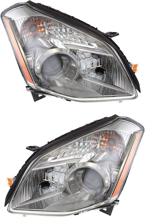 Headlight Assembly for Nissan Maxima 2008, Halogen, Left (Driver) and Right (Passenger), Replacement Pair/Set