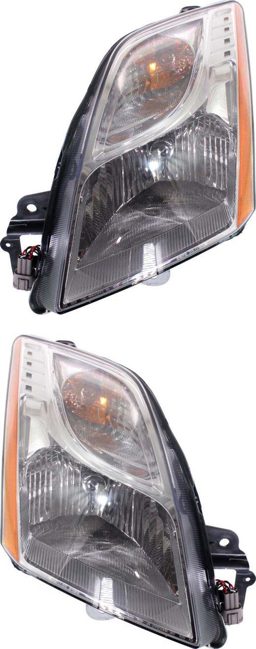 Pair/Set - Headlight Assembly for Nissan Sentra 2010-2012, Right (Passenger) and Left (Driver), Halogen, Chrome Interior, 2.0L Engine, Base/S/SL Models Replacement